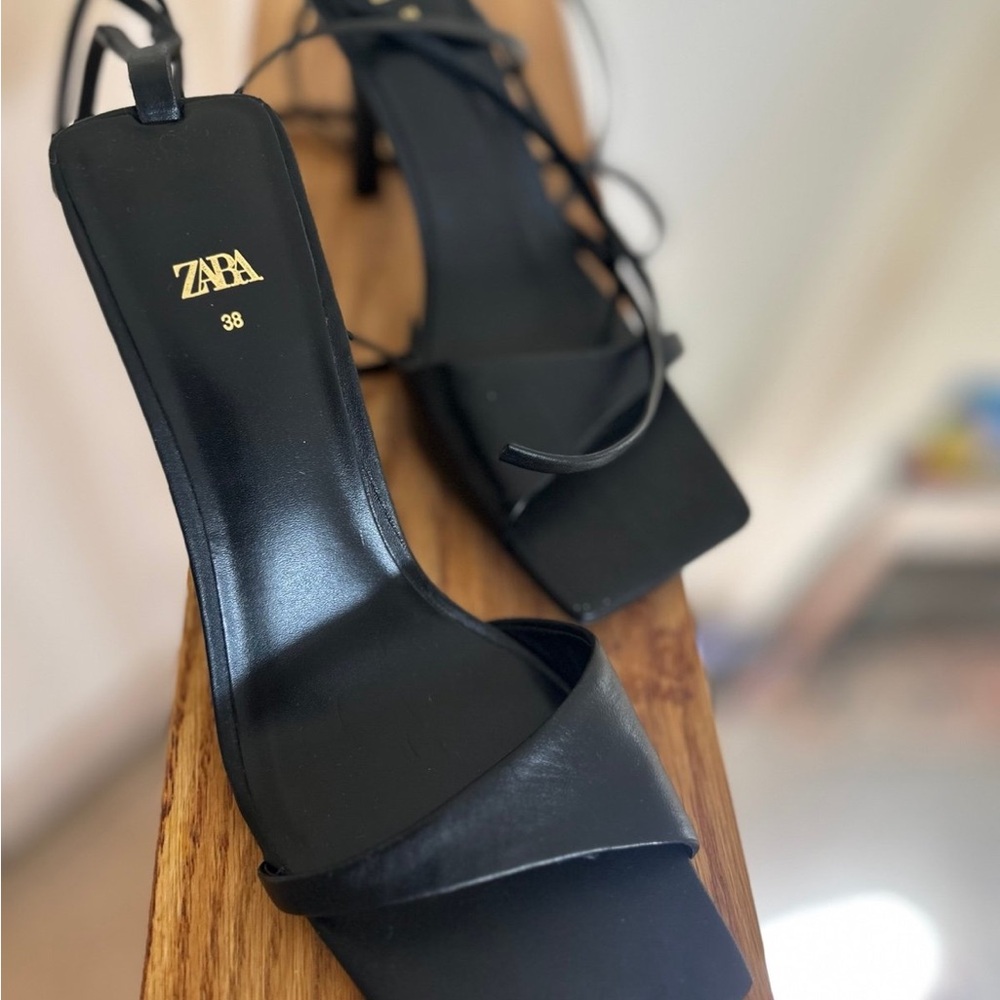 Zara Elegant Black Strappy Heels